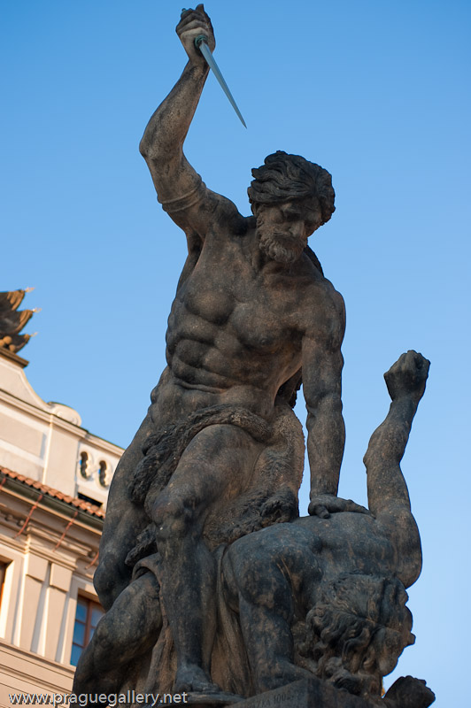 Ignaz Platzer's statue of a gladiator on the left of the gate to the Prague Castle.